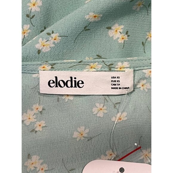 Elodie Womens Floral Button Down V-Neck Dress XS Mint Green Viscose/Rayon - Picture 8 of 11